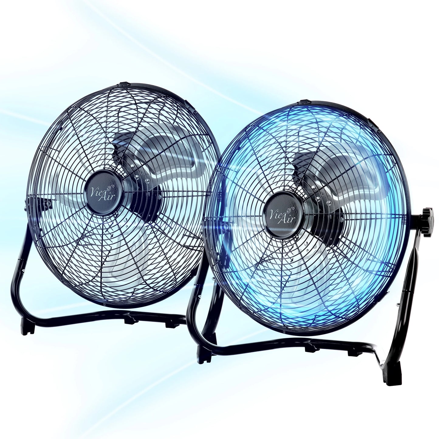 Vie Air 14 Inch Twin Pack Industrial High Velocity Heavy Duty Metal Floor Fan with 3 Sizepeed Sizeettings