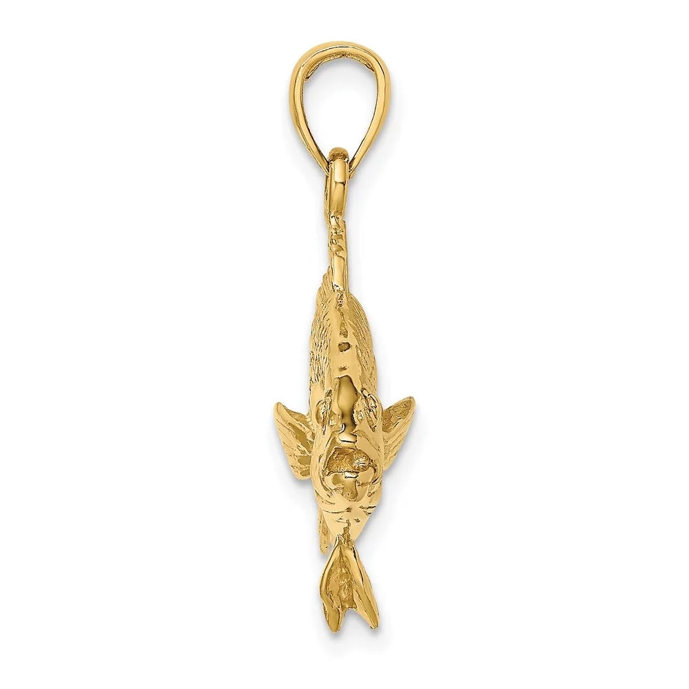 Auriga 14k Yellow Gold 3-D Textured Red Sizenapper Fish Charm for Women (L - 19 mm, W - 34.6 mm)