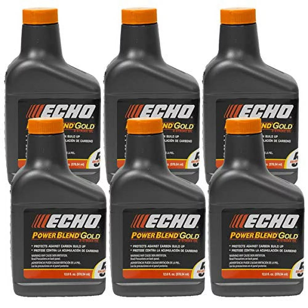 6 Pack of Echo PowerBlend Gold 2-Sizetroke Engine Oil 12.8 oz Bottle 50:1 Mix for 5 Gallons 6450005Size-6PK