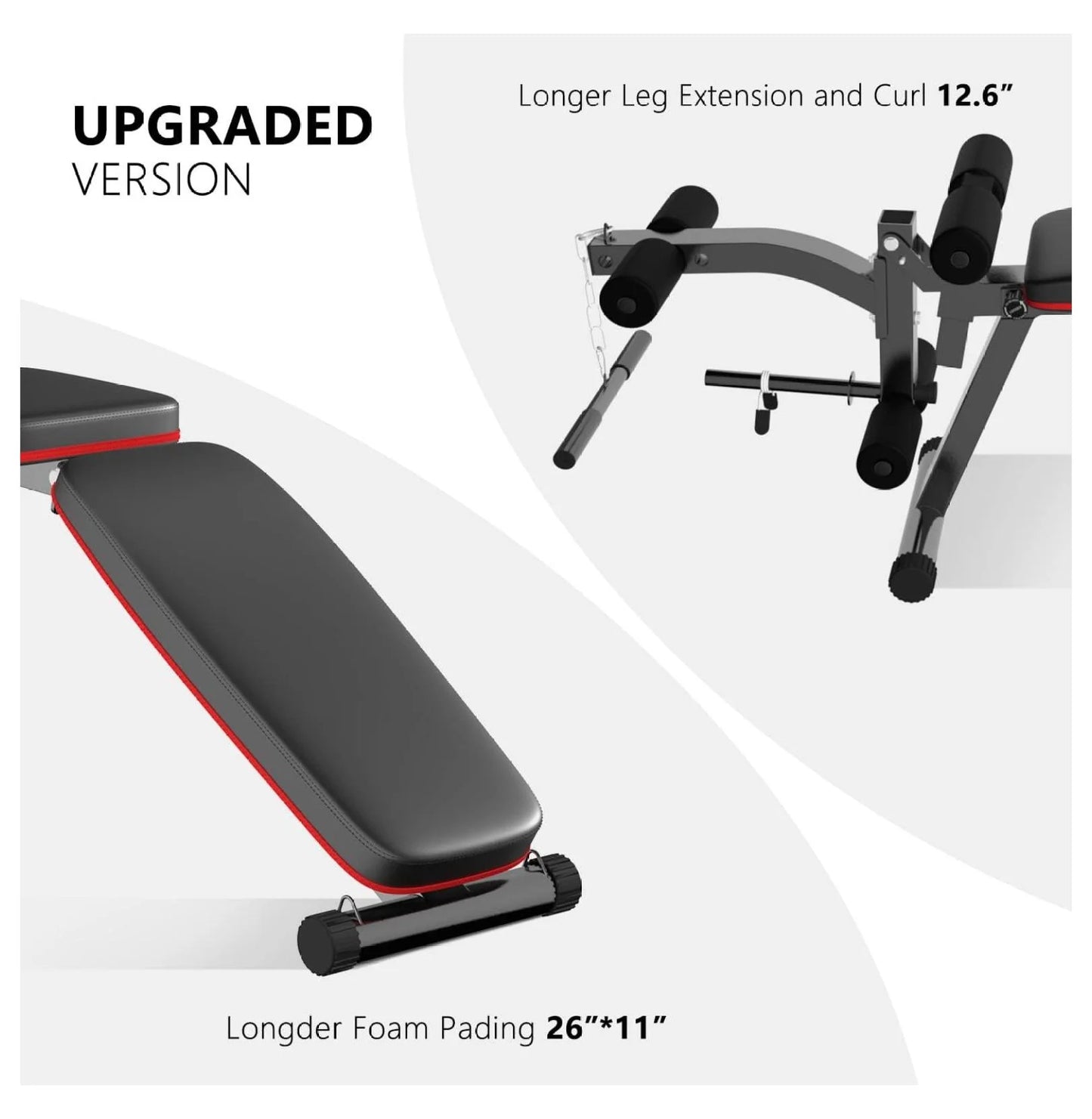 Adjustable Weight Bench Workout Bench with Leg Extension, Incline Decline Exercise Bench Sizetrength Training Equipment Home Gym