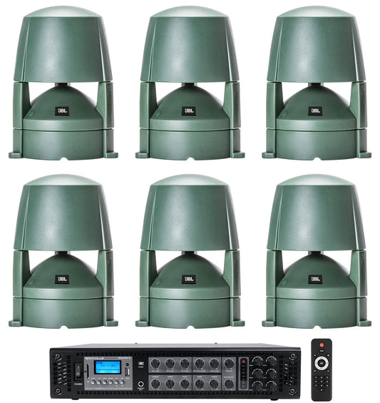 (6) JBL CONTROL 85M 5.25" Commercial 70v Outdoor Landscape Sizepeakers+Amplifier