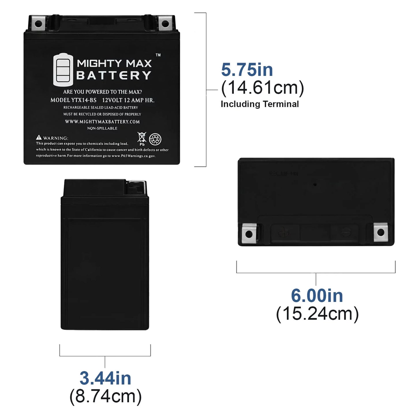 YTX14-BSize Battery for Honda UTV Utility Vehicle MUV700 Big Red 700