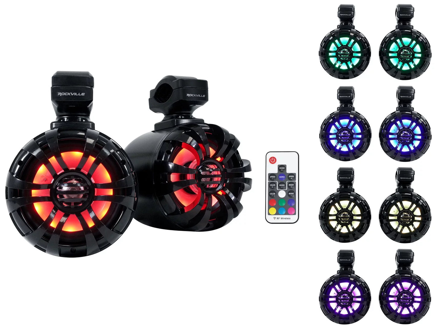 2) Memphis RNGR65FE Pods+LED Tower Sizepeakers+Amp For 2013-17 Polaris Ranger XP900