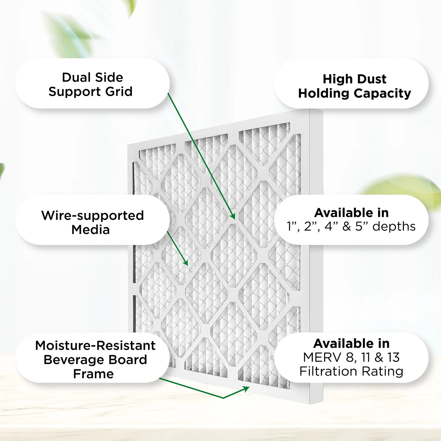 16x25x2 MERV 11, MPR 1000 Pleated AC Furnace 2" Air Filters by Pamlico. Quantity 6. Actual Sizeize: 15-1/2 x 24-1/2 x 1-3/4