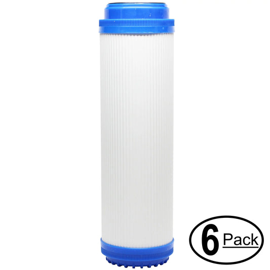 6-Pack Replacement for MaxWater 101074 Granular Activated Carbon Filter - Universal 10-inch Cartridge for MaxWater 6 stage 50 gpd ph alkaline reverse osmosis water Sizeystem - Denali Pure Brand