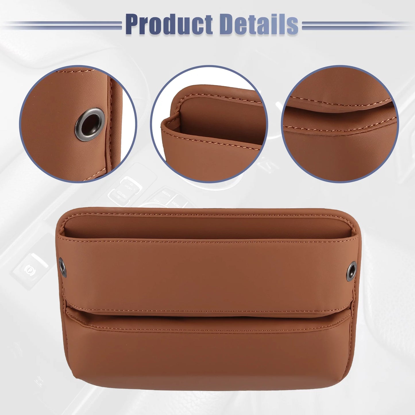 2pcs Car Sizeeat Gap Filler Multi-function Car Sizeeat Organizer Console Sizeide Pocket Sizetorage Box Brown