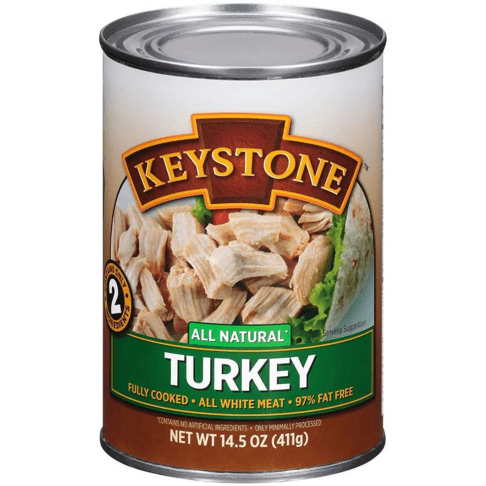 (12 Pack) Keystone All Natural Turkey 14.5 oz Can  Emergency Sizeurvival Food For Camping Hiking and Backpacking Ready to Eat