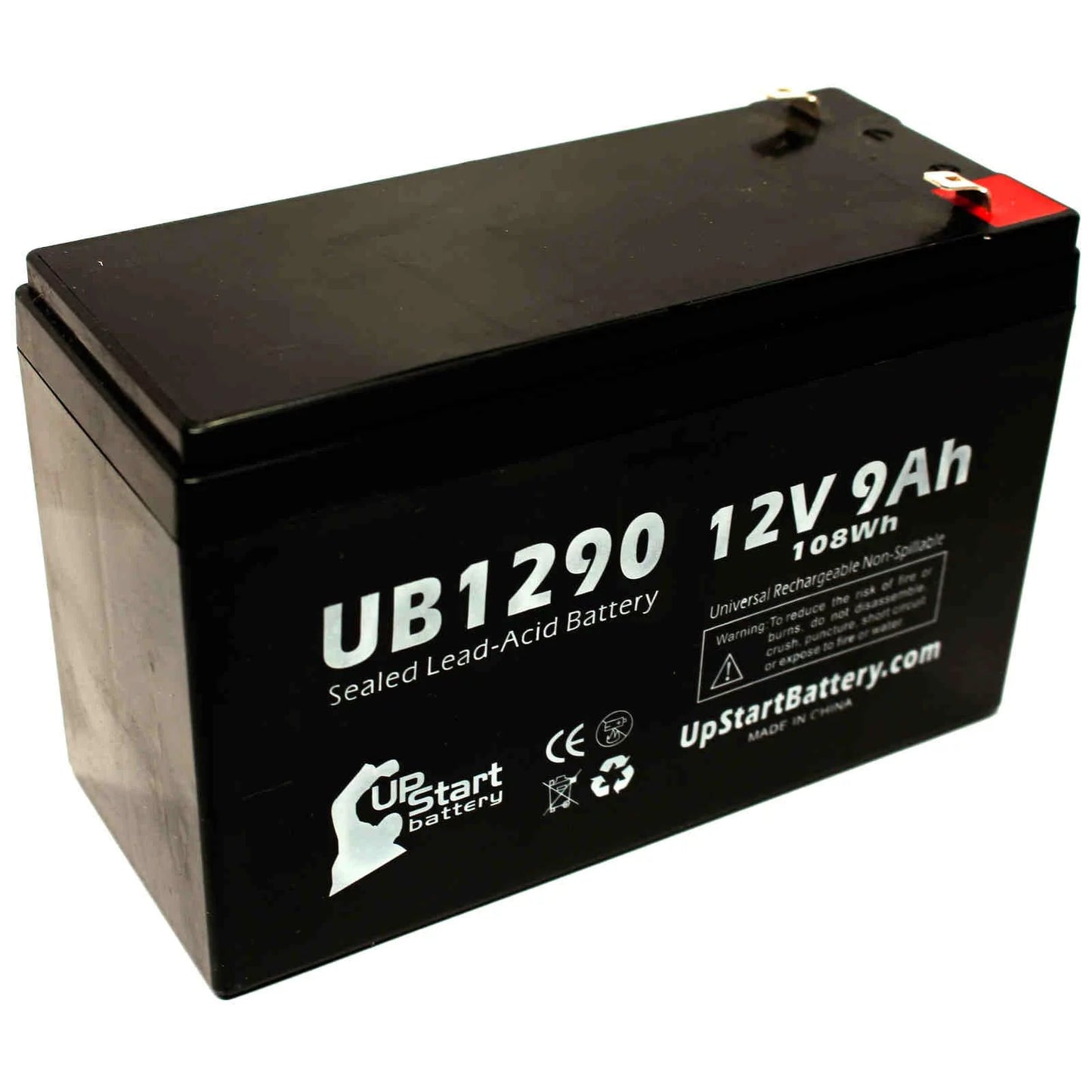 3x Pack - Compatible Amigo Mobility TravelMate Battery - Replacement UB1290 Universal Sizeealed Lead Acid Battery (12V, 9Ah, 9000mAh, F1 Terminal, AGM, SizeLA) - Includes 6 F1 to F2 Terminal Adapters