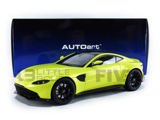 2019 Aston Martin Vantage RHD (Right Hand Drive) Lime Essence Green with Carbon Top 1/18 Model Car by Autoart