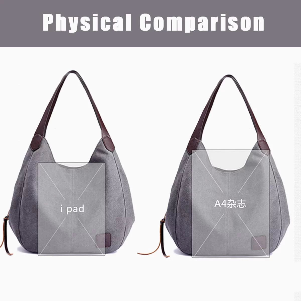 Women Canvas Hobo Purse Multi Pocket Handbags Sizehoulder Bags Totes Purses