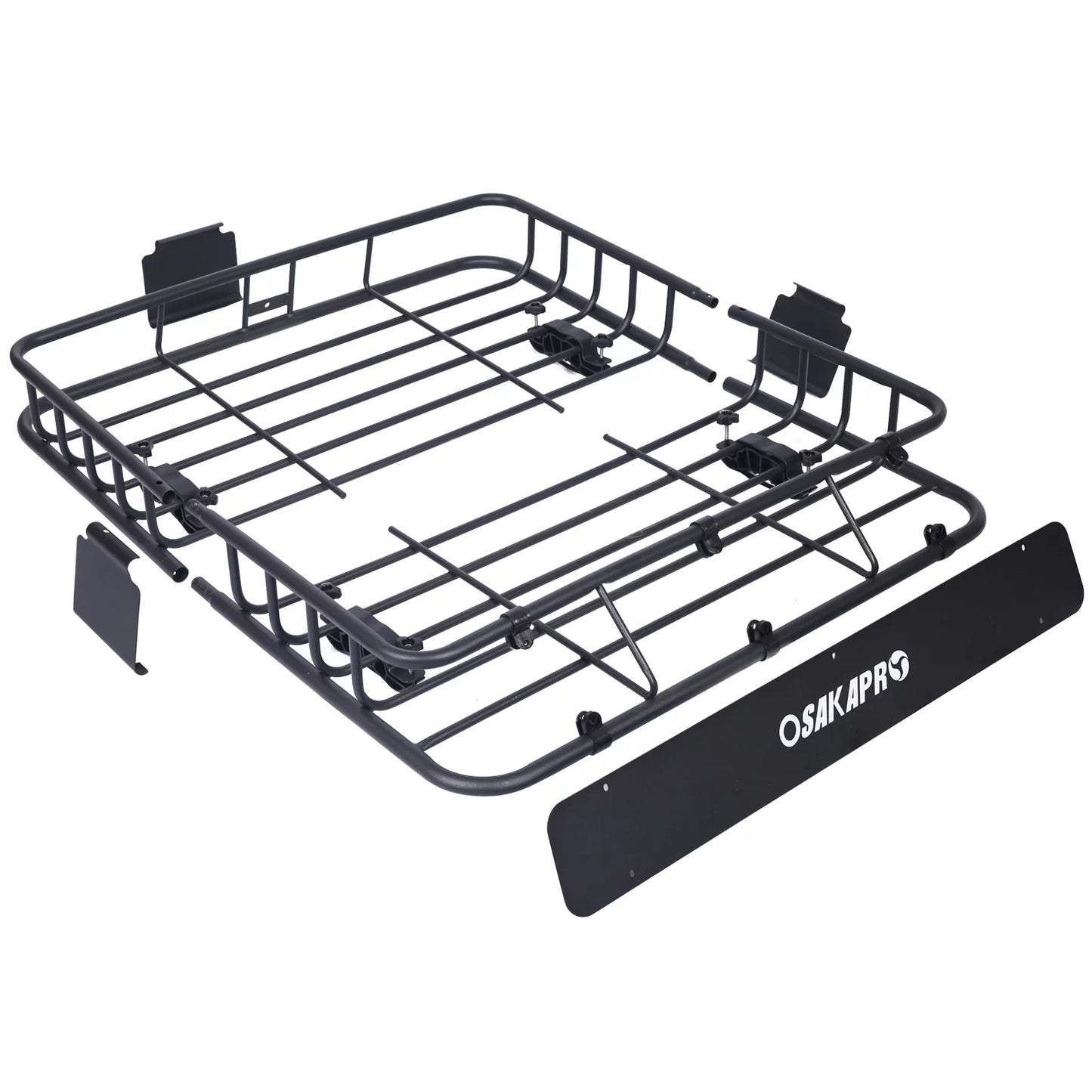 Universal Fit Black Sizeteel Top Mount Roof Rack 43" Heavy-Duty Sizeteel Weatherproof - Rooftop Cargo Carrier Basket