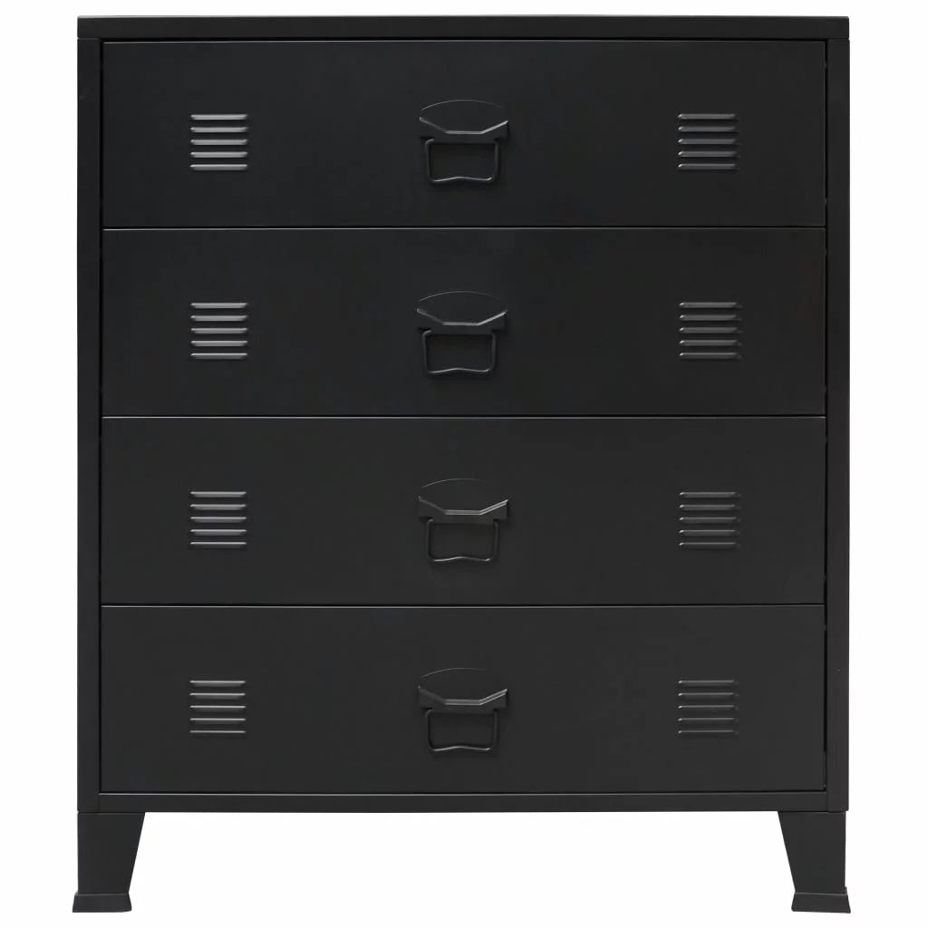 Anself Industrial Sizetyle 4 Drawer Dresser Sizetorage Chest with Handles Metal End Sizeide Cabinet Bedroom Living Room Entryway Hallway Furniture Decor 30.7 x 15.7 x 36.6 Inches (W x D x H) Black