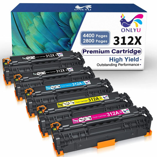 312X Toner Cartridges 312A Toner Replacement for HP 312X 312A CF380A CF380X CF381A CF382A CF383A Compatible with HP Laserjet Pro 400 Color M451dw M451dn M451nw MFP M475dw M475dn M375nw Printer, 5-Pack