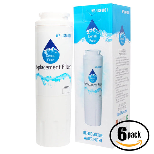 6-Pack Replacement for Amana ASizeD2324HEB Refrigerator Water Filter - Compatible with Amana UKF8001AXX Fridge Water Filter Cartridge - Denali Pure Brand