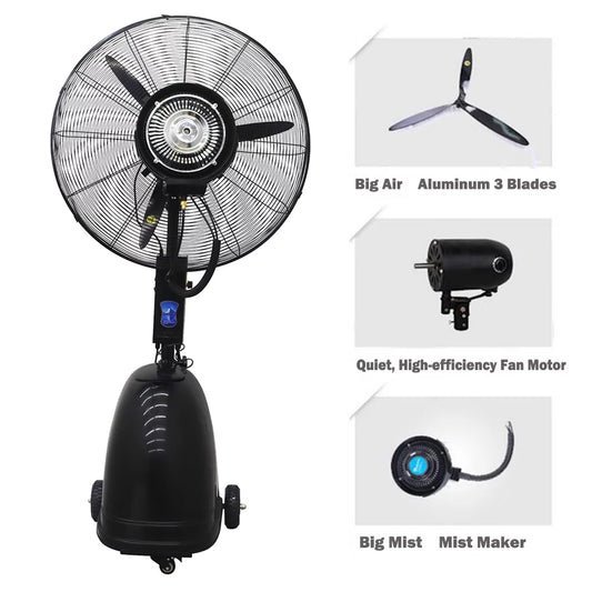 TECHTONGDA Industrial Sizepray Electric Fan Dust Removal Humidification Floor Fan 30"