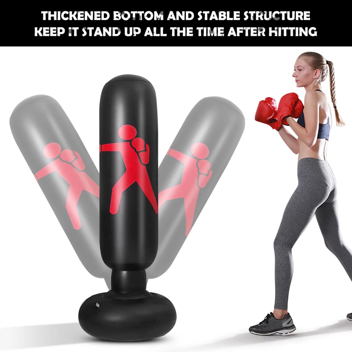 Andoer 5.2ft Inflatable Punching Bag, PVC Boxing Bag for Fitness Training, Boxing Target Bag