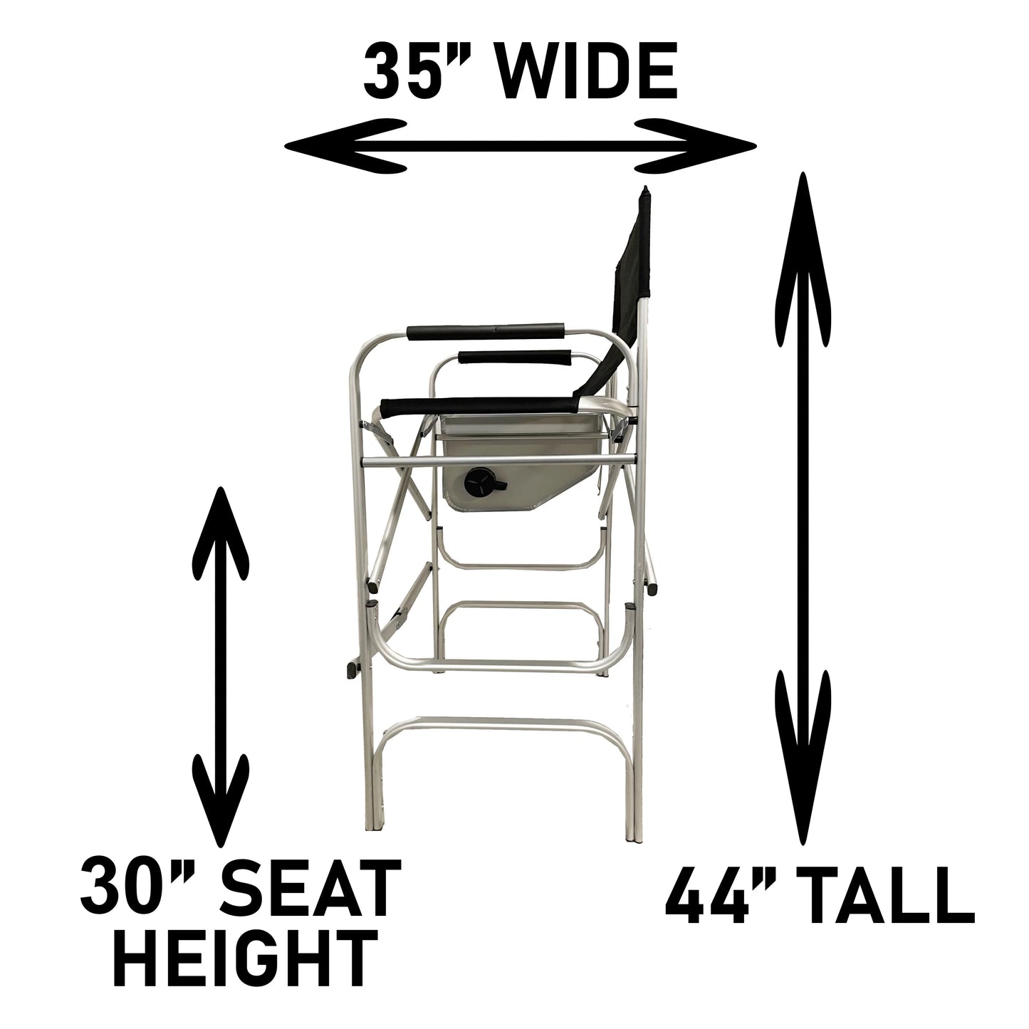 Voyager Tools Wide Body Tall Directors Chair Folding Light Weight Aluminum Frame with Extra-large Folding Tray and Sizetorage Pouch Tall Travel Chair