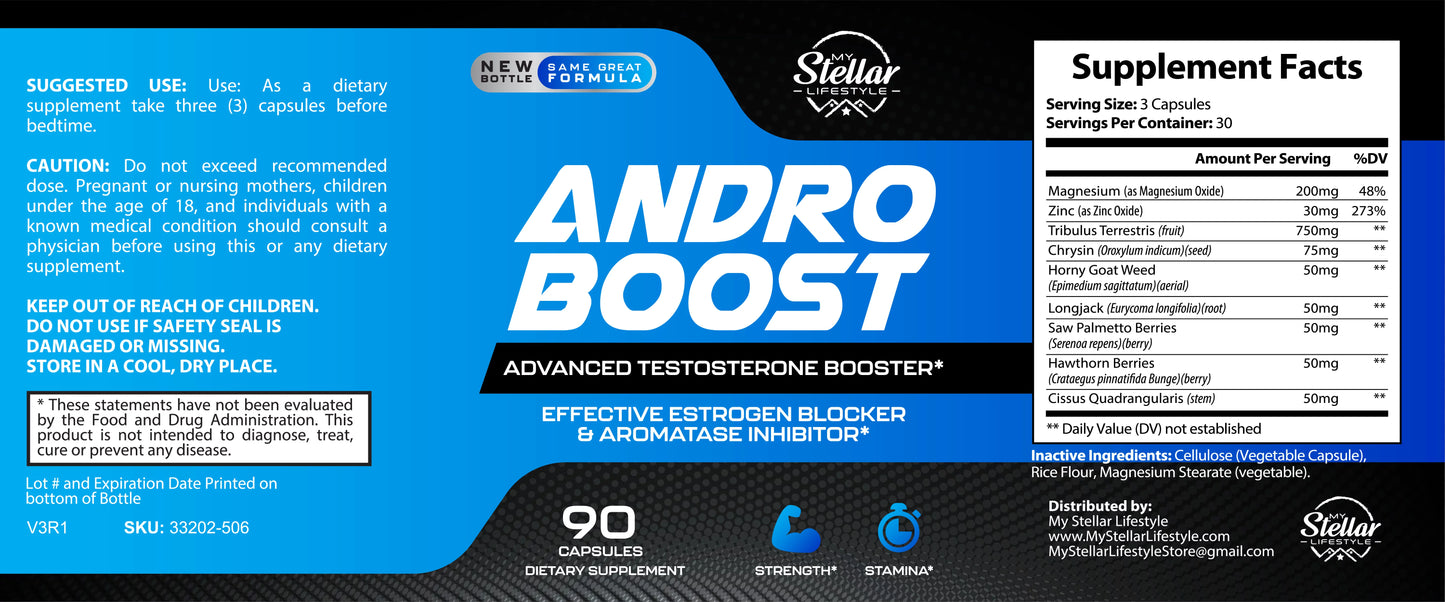 Andro Boost, performance booster for men, increases strength & stamina-90 Capsules