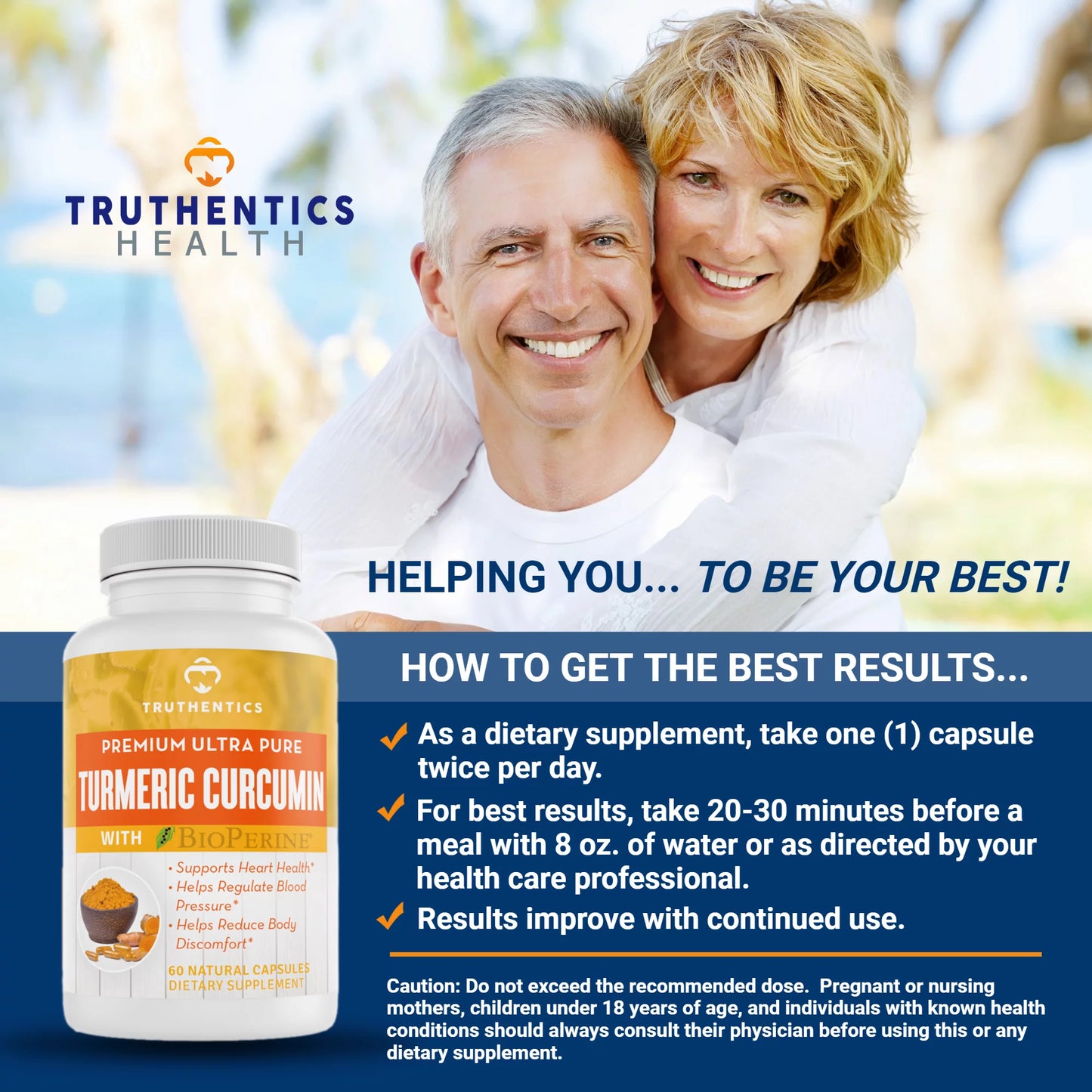 Truthentics Turmeric Curcumin 650mg with Bioperine Plus Triple Sizetrength Omega 3 Fish Oil Bundle - 60 Count Each