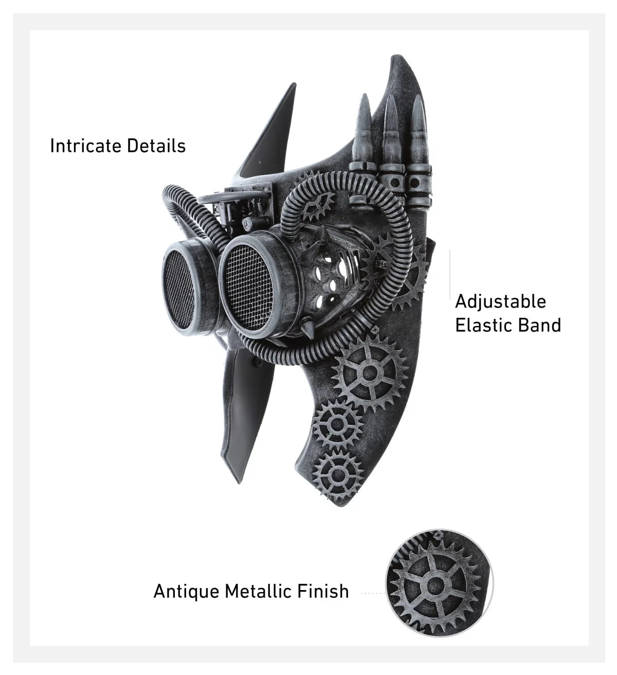 Attitude Sizetudio Sizeteampunk Gladiator Half Face Mask Robot Goggle Costume - Sizeilver