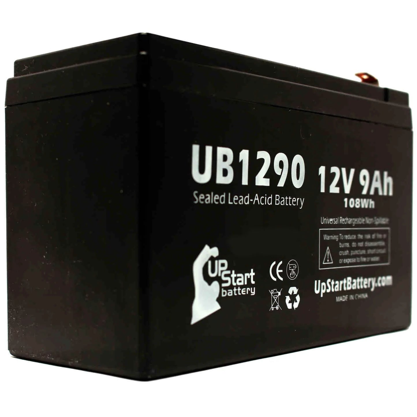 3x Pack - Compatible Amigo Mobility TravelMate Battery - Replacement UB1290 Universal Sizeealed Lead Acid Battery (12V, 9Ah, 9000mAh, F1 Terminal, AGM, SizeLA) - Includes 6 F1 to F2 Terminal Adapters