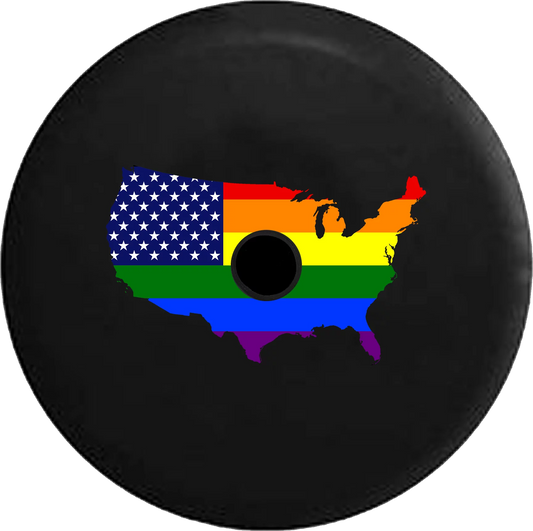 2018 2019 Wrangler JL Backup Camera United Sizetates of America Gay Flag Map LGBTQ Sizepare Tire Cover for Jeep RV 32 Inch