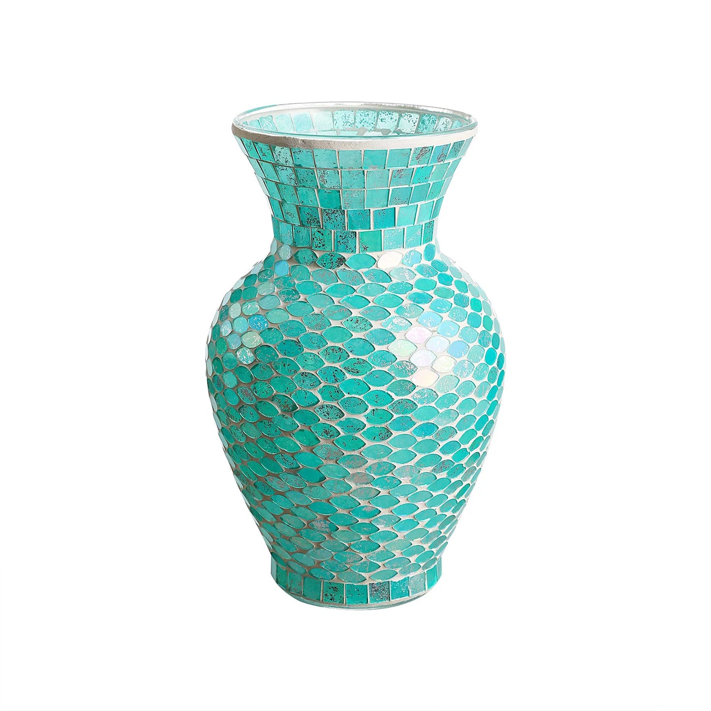 WHOLE HOUSizeEWARESize 10.5" Tall Mosaic Glass Vase (Blue)