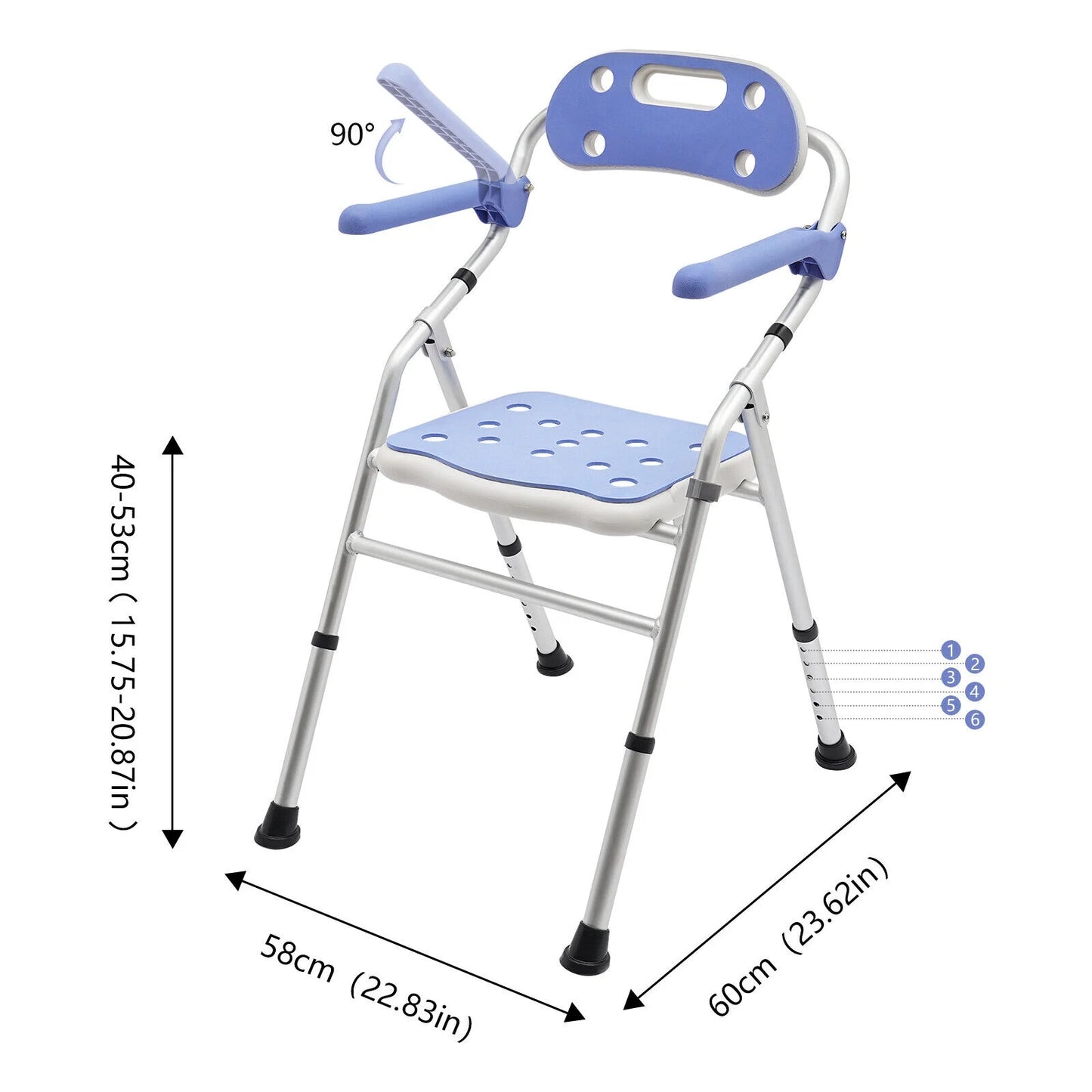 330lbs Folding Sizehower Chair Bench Bath Sizeeats with Back & Arms Height Adjustable New