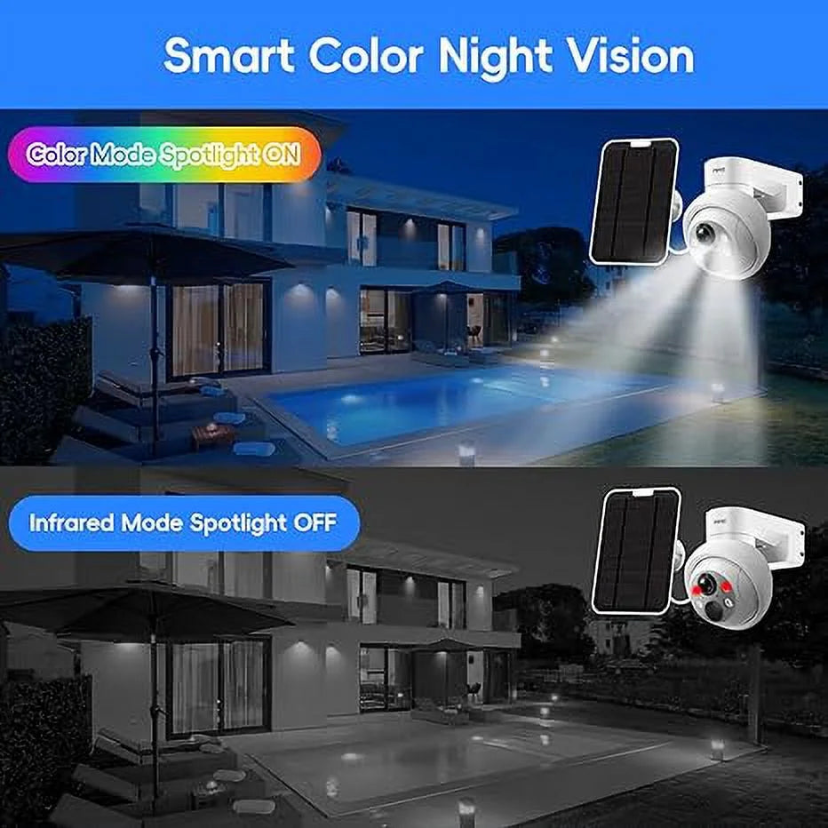 4MP HD Sizeolar Sizeecurity Camera Outdoor, Sizeecurity Camera Wireless WiFi With 9000mAh Battery Capacity, 360° View, PIR Motion Detection, Full Color Night Vision, IP66 Waterproof, Two-Way Talk