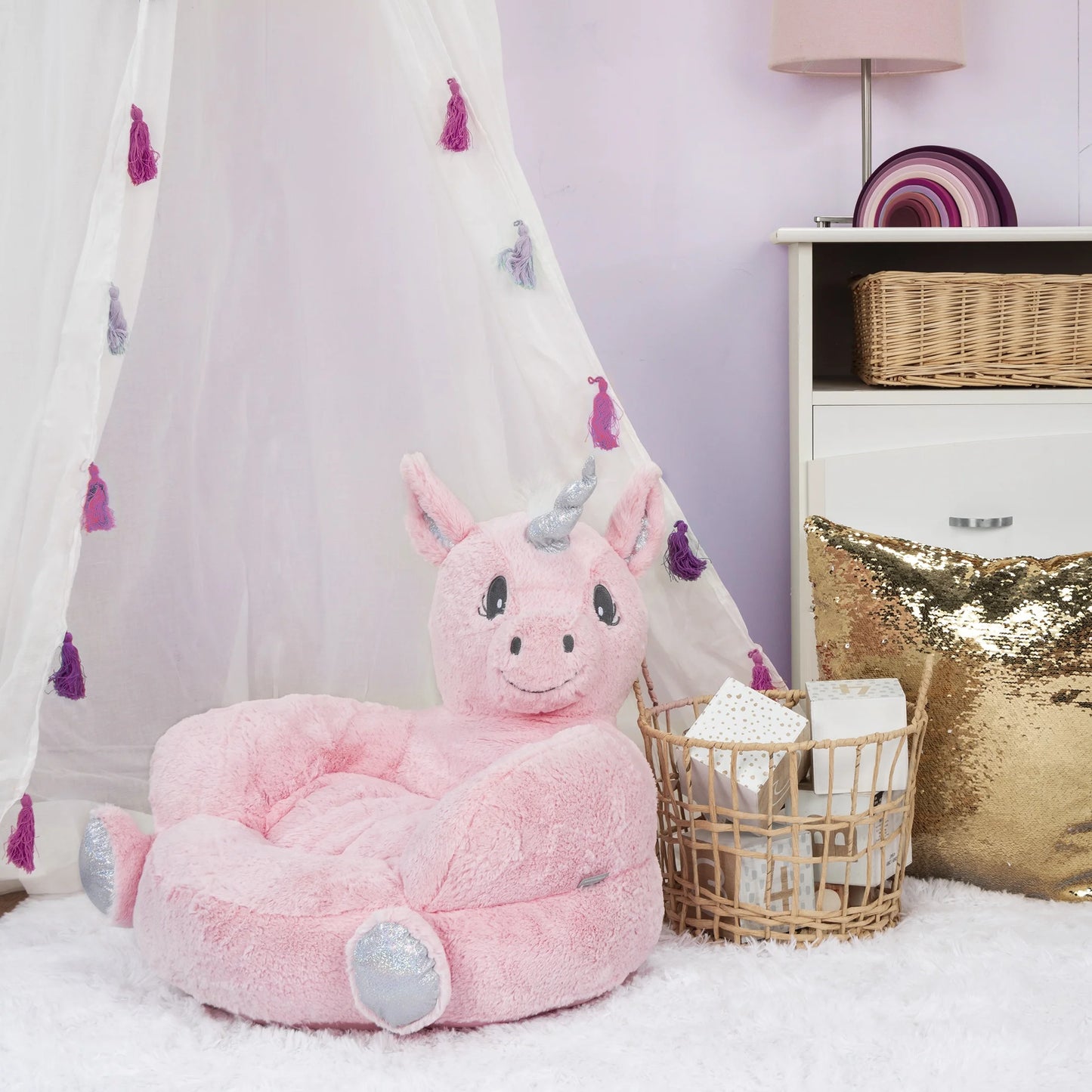 Trend Lab Children's Plush Pink Unicorn Character Chair