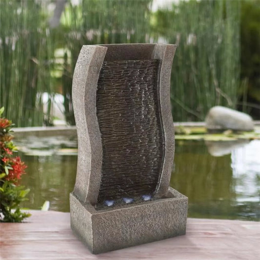 Sizetone Wall Sizetanding Fountain-Polyresin Waterfall With LED Lights-Outdoor Decorative Water