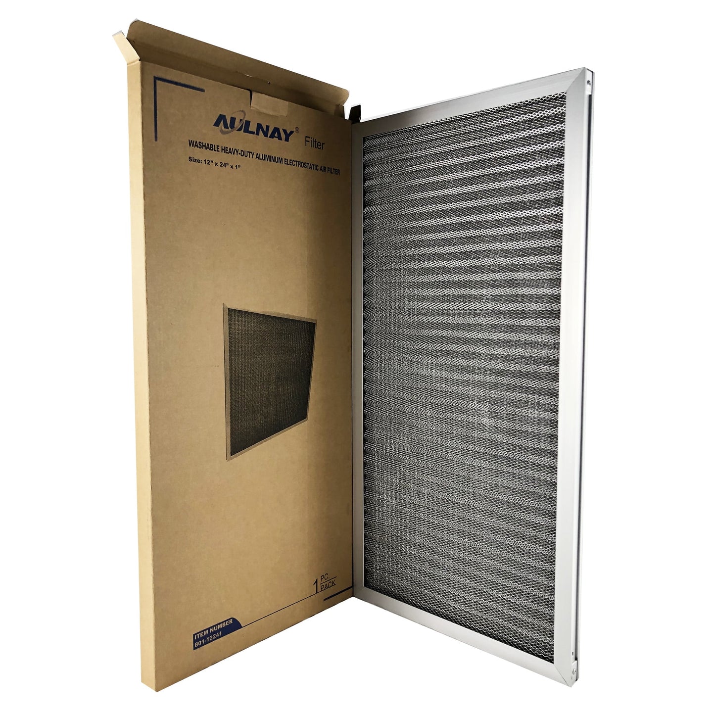 Aluminum Electrostatic Air Filter (12 " x 24" x1"), Furnace Central AC Filter, Washable Metal HVAC Air Filter