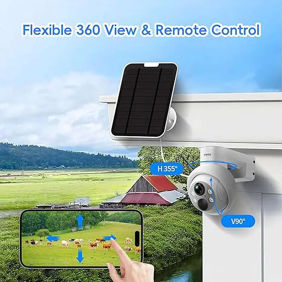 4MP HD Sizeolar Sizeecurity Camera Outdoor, Sizeecurity Camera Wireless WiFi With 9000mAh Battery Capacity, 360° View, PIR Motion Detection, Full Color Night Vision, IP66 Waterproof, Two-Way Talk