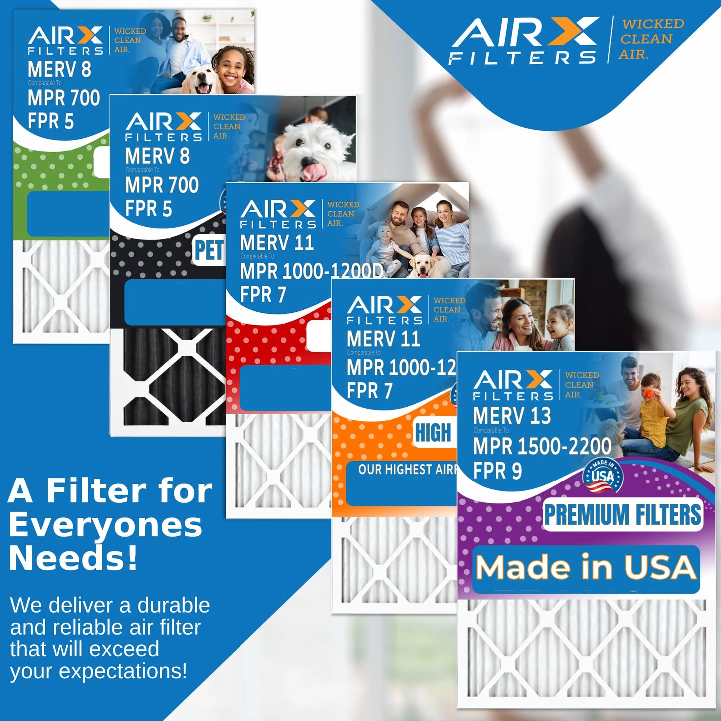 19.75x21.5x1 Air Filter MERV 8 Comparable to MPR 700 & FPR 5 Electrostatic Pleated Air Conditioner Filter 6 Pack HVAC AC Premium USizeA Made 19.75x21.5x1 Furnace Filters by AIRX FILTERSize WICKED CLEAN AIR.