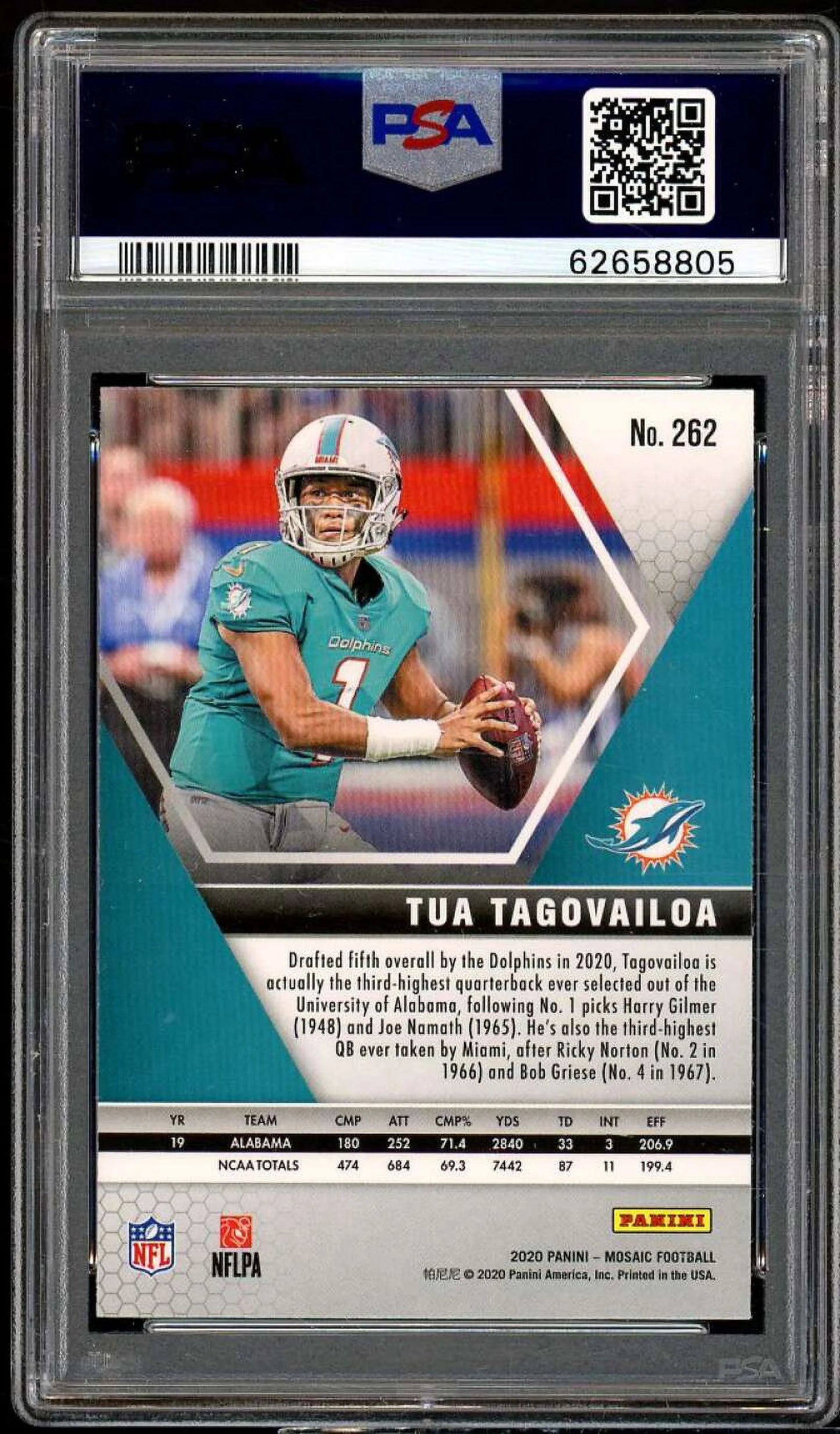 Tua Tagovailoa Rookie Card 2020 Panini Mosaic #262 PSizeA 9