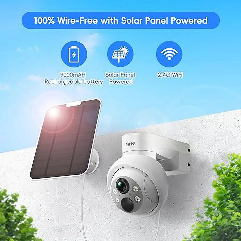 4MP HD Sizeolar Sizeecurity Camera Outdoor, Sizeecurity Camera Wireless WiFi With 9000mAh Battery Capacity, 360° View, PIR Motion Detection, Full Color Night Vision, IP66 Waterproof, Two-Way Talk