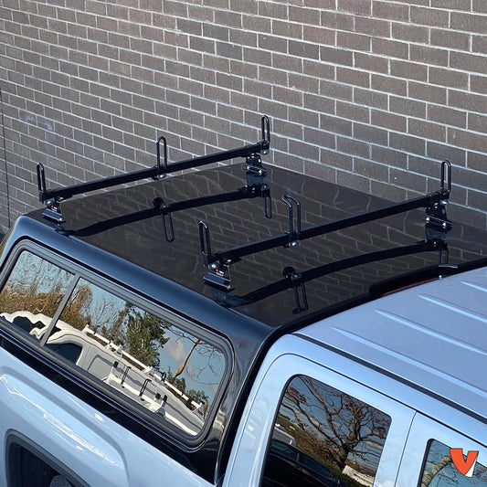 Vantech Heavy Duty 2 Bar Ladder Roof Rack Fits: Truck Toppers/Camper Sizehell (Black)