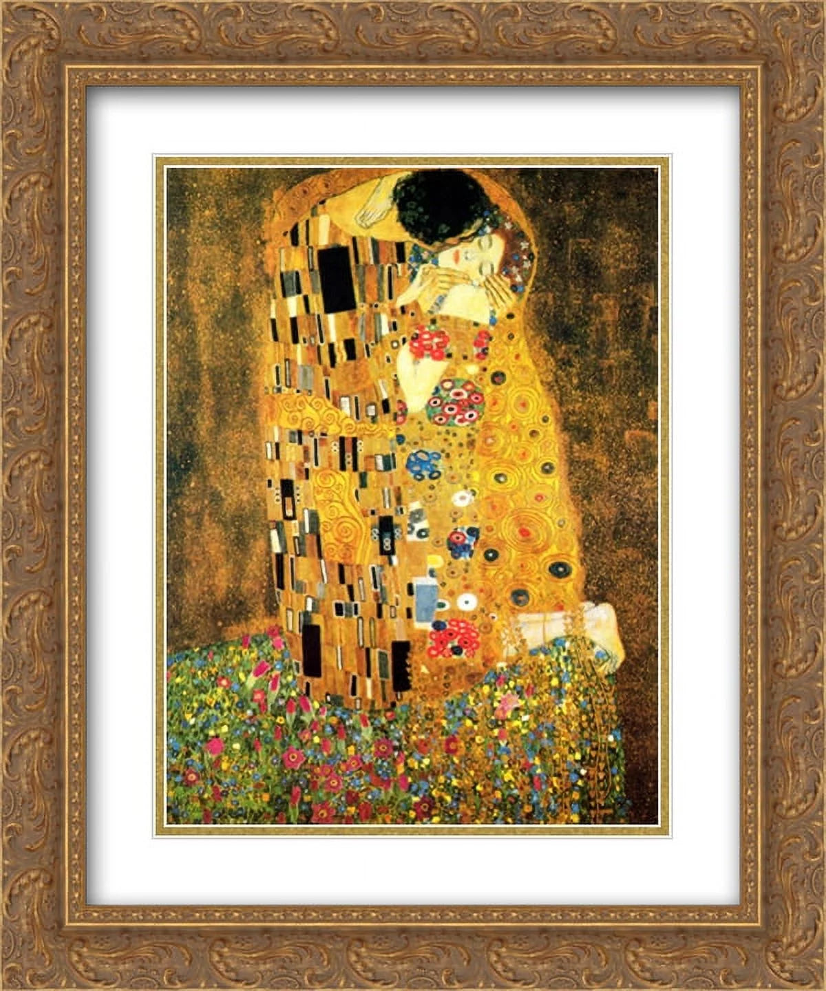 The Kiss, c.1908 2x Matted 15x18 Gold Ornate Framed Art Print by Gustav Klimt