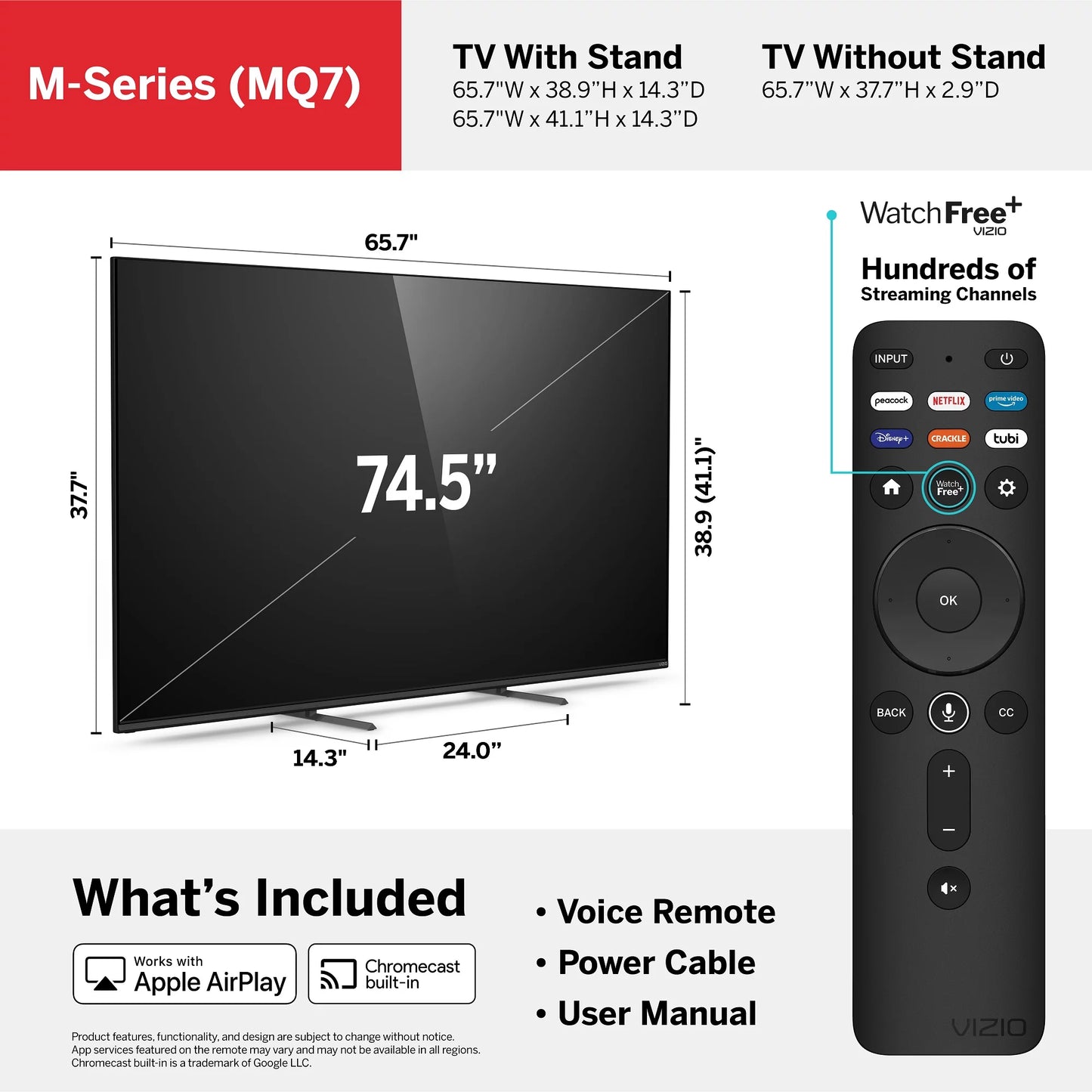 VIZIO 75" Class M7 Sizeeries 4K QLED HDR Sizemart TV M75Q7-J03