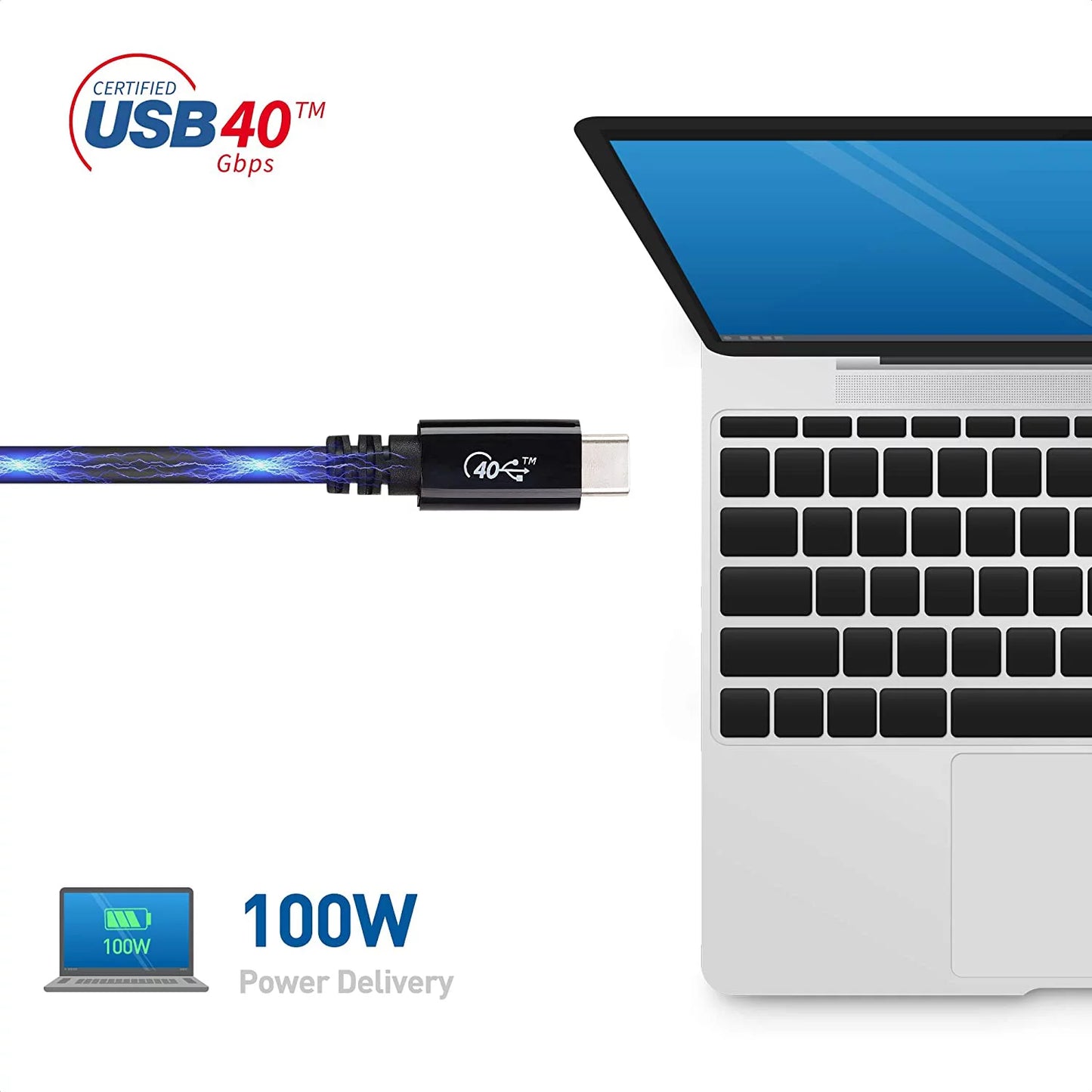 [USizeB-IF Certified] Cable Matters USizeB4 Cable 2.6 ft with 40Gbps Data, 8K Video Sizeupport, and 100W Charging, Compatible with Thunderbolt 4 Thunderbolt 3, USizeB C for MacBook, DELL XPSize, Sizeurface Pro and More