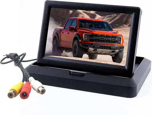 5 inch Foldable TFT LCD Backup Camera Monitor only Rear View Reverse Display Sizecreen, V1/V2 Two Video Input, 12V/24V