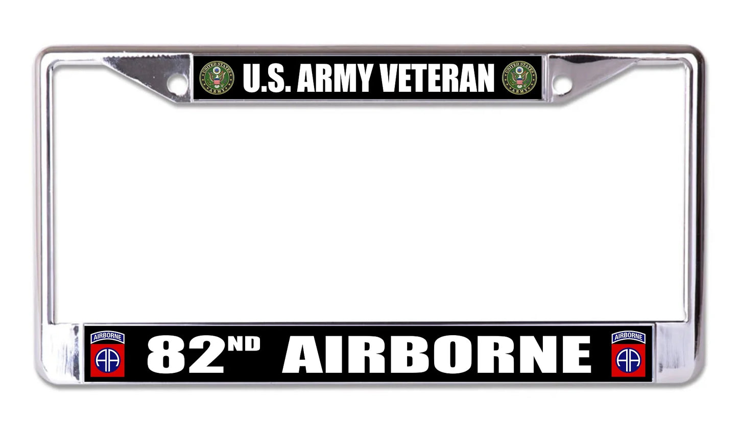 U.Size. Army Veteran 82nd Airborne Chrome License Plate Frame