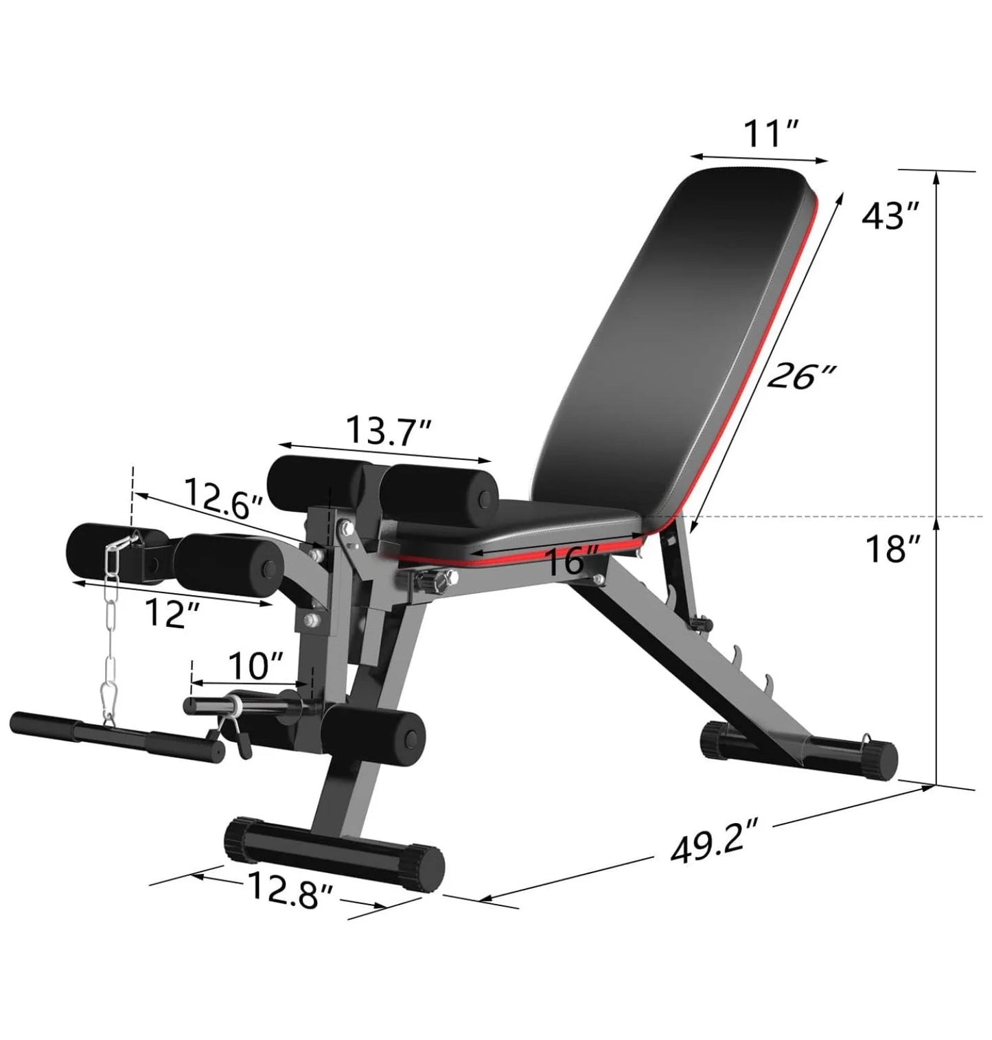 Adjustable Weight Bench Workout Bench with Leg Extension, Incline Decline Exercise Bench Sizetrength Training Equipment Home Gym