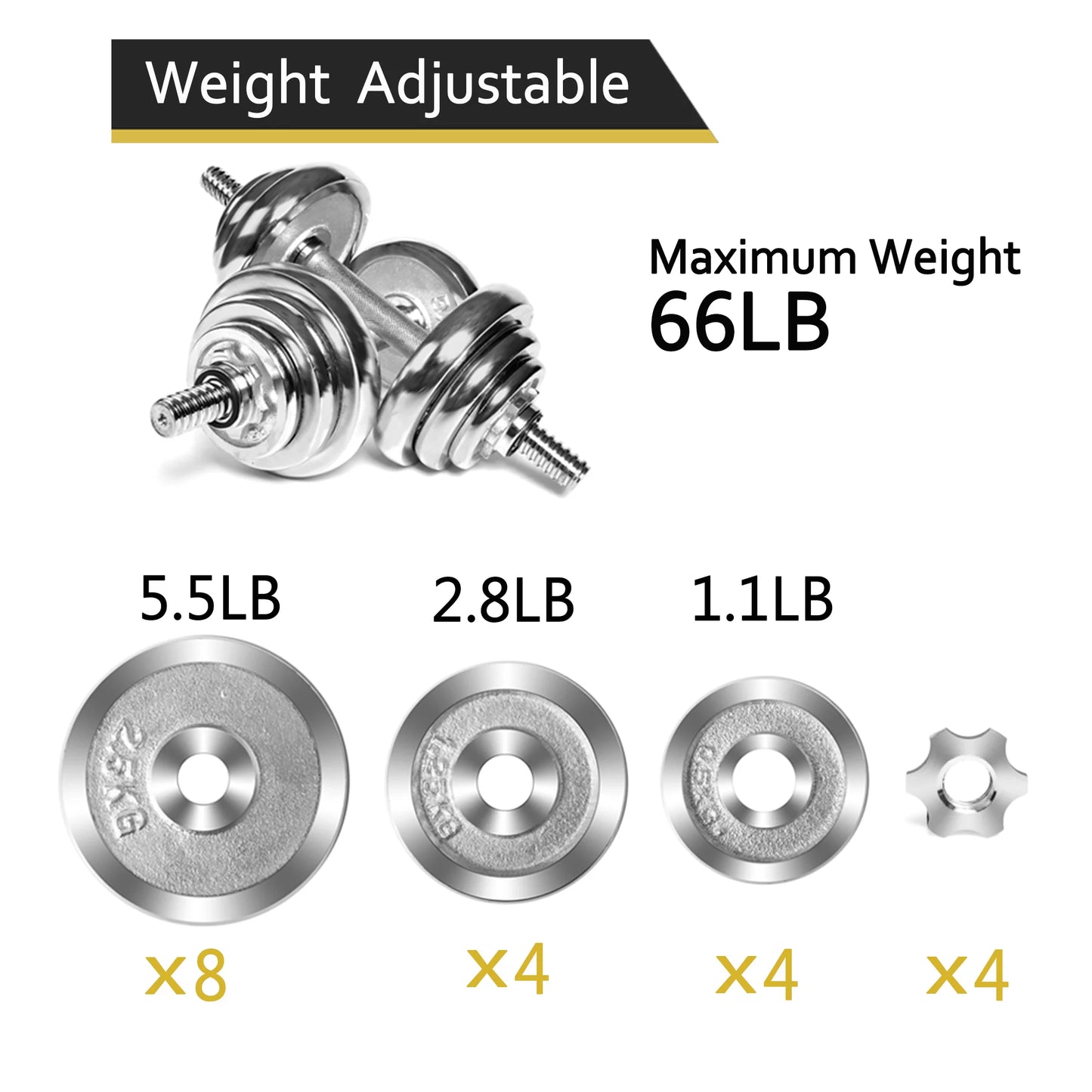 30KG Adjustable Dumbbell Bar Sizeet Weights for Weight Lifting Fitness Training Bodybuilding