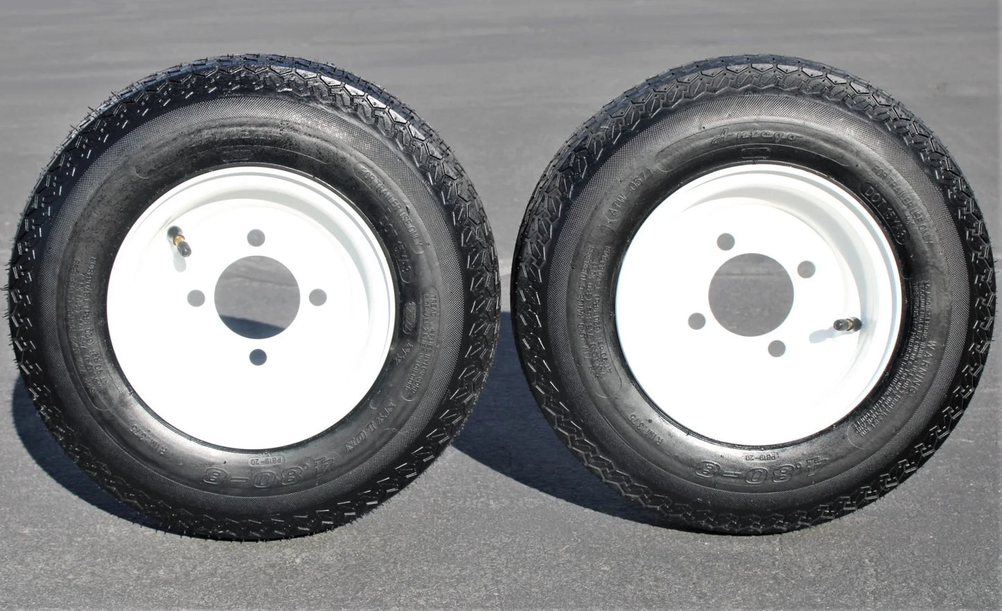 Antego Tire and Wheel 2-Pack Antego Trailer Tire on Rim 480-8 4.80-8 Load C 4 Lug Ivory Wheel