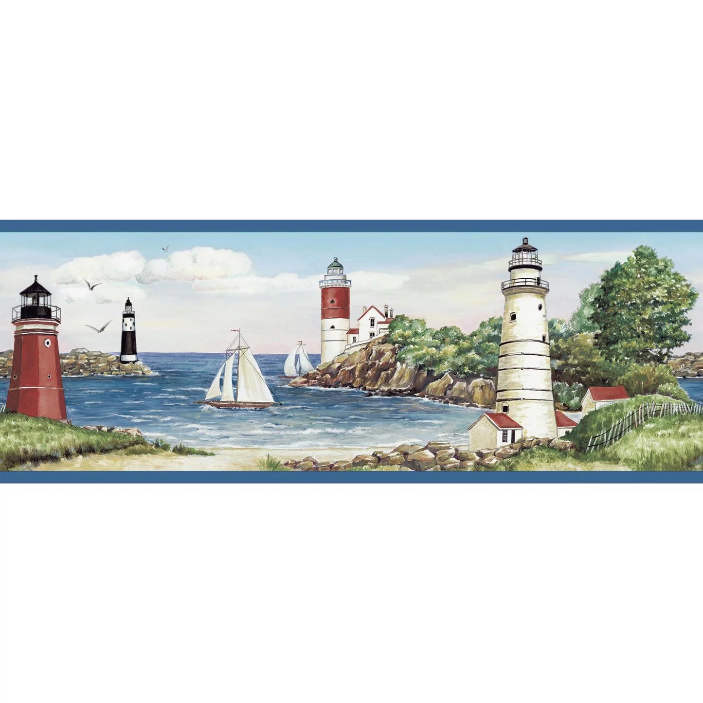 York Wallcoverings 15 ft. Portfolio II Lighthouse/Sizeailboat Border Wallpaper