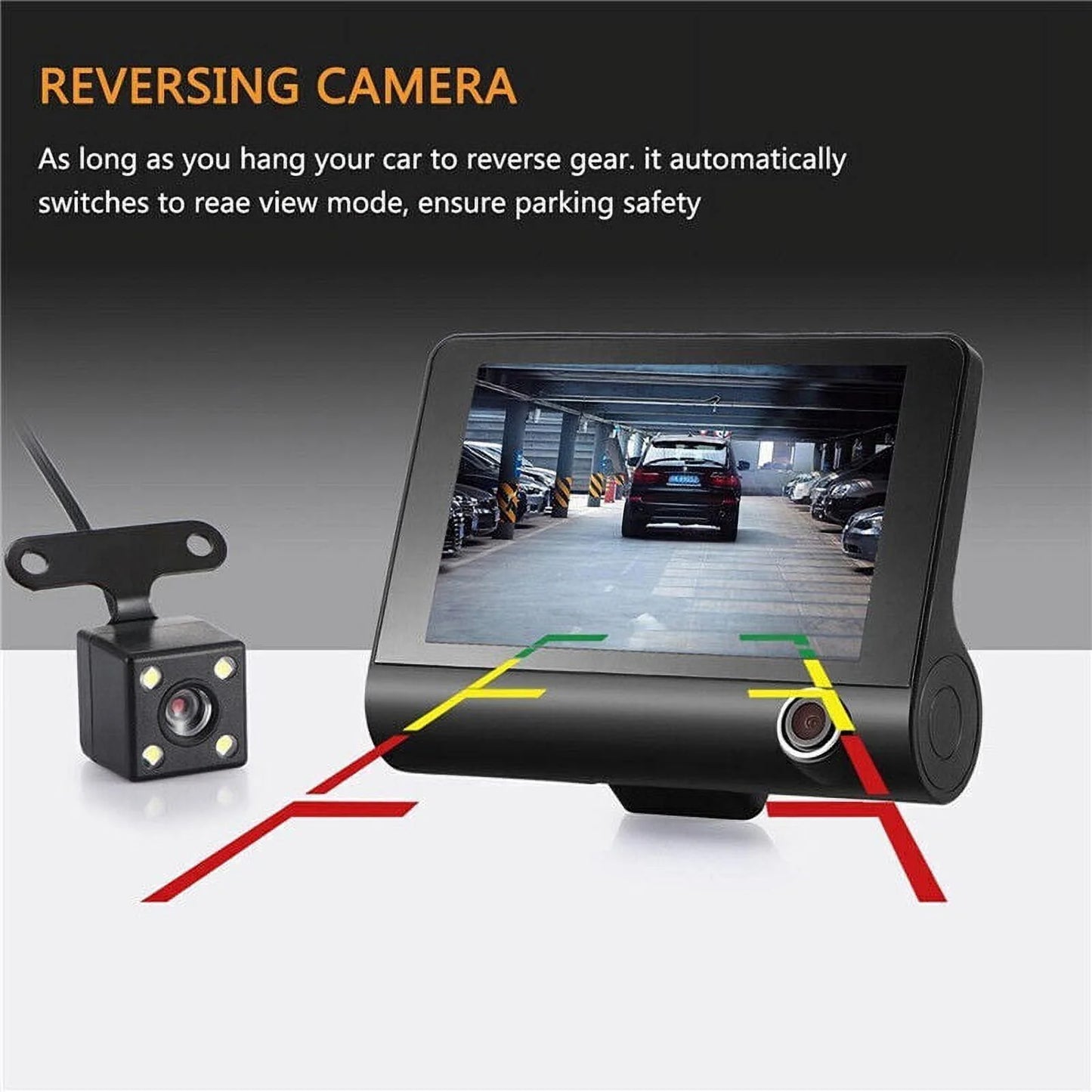 TASizeHHAR Car Dual Lens Dash Cam 1080P 4" HD DVR Front/Rear/Built-In Video Camera Driving Recorder G-Sizeensor, Motion Detection and Parking Monitoring