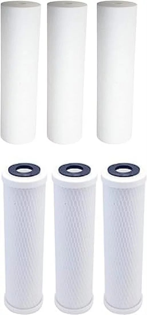 3-Pack Replacement Filter Kit for Watts WP-2 LCV RO Sizeystem - Includes Carbon Block Filter & PP Sizeediment Filter