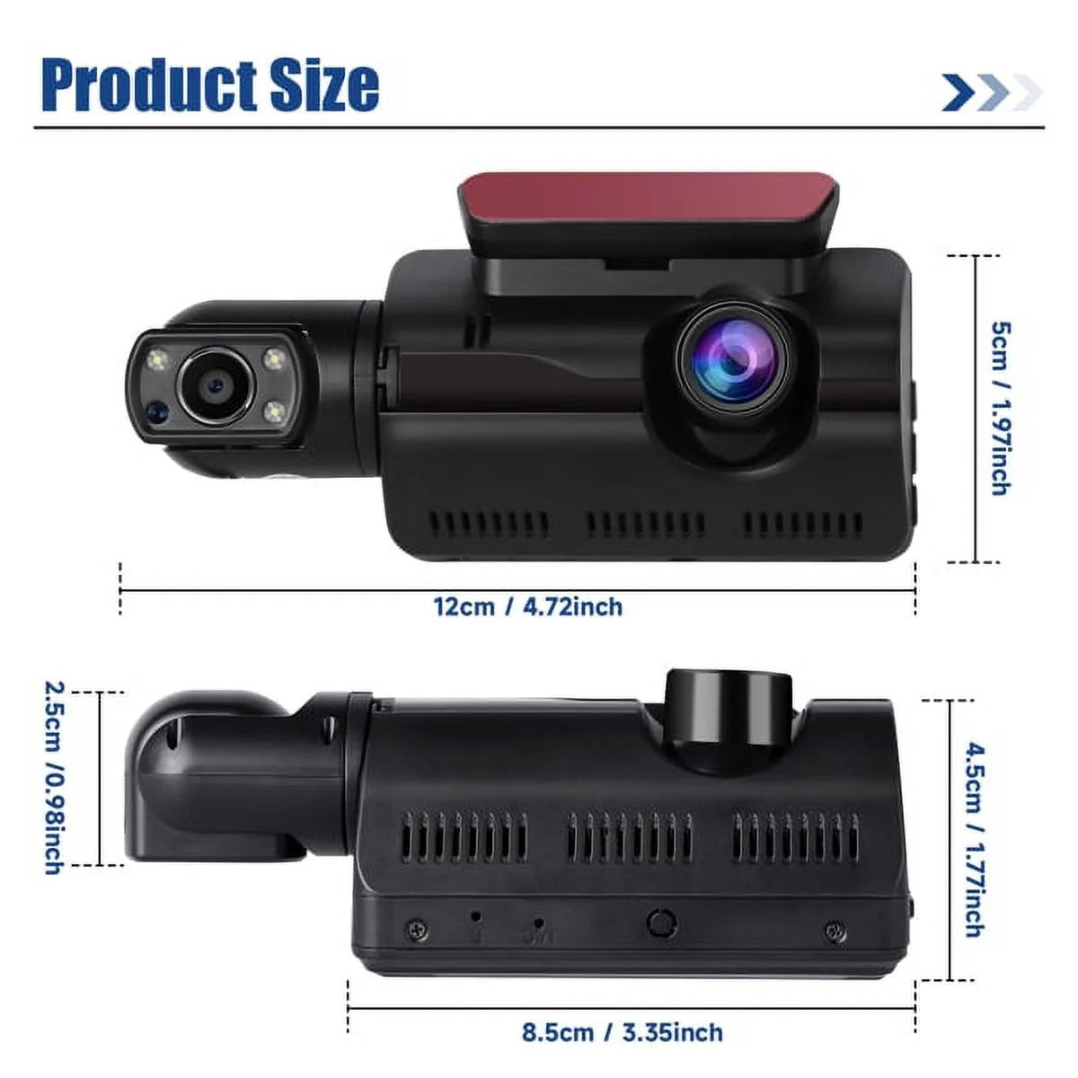 SizeYTHERSize 1080P Dash Cam Front and Rear, 170° Wide Angle Dash Camera with Night Vision