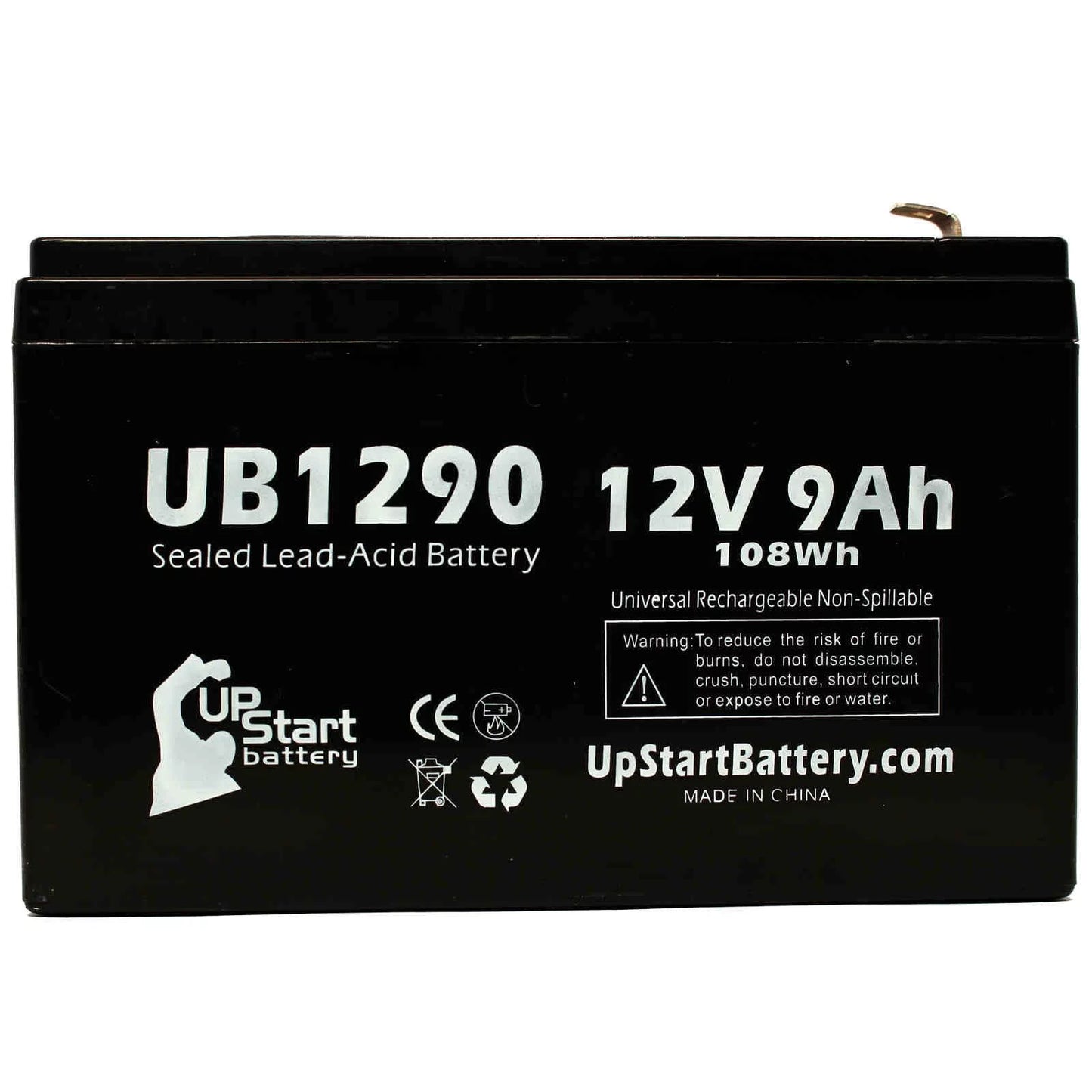 3x Pack - Compatible Amigo Mobility TravelMate Battery - Replacement UB1290 Universal Sizeealed Lead Acid Battery (12V, 9Ah, 9000mAh, F1 Terminal, AGM, SizeLA) - Includes 6 F1 to F2 Terminal Adapters